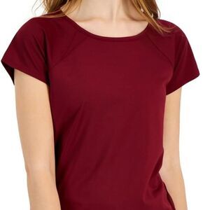 NWT Macy's x Ideology Lightweight Textured Short Sleeve Activewear Tee Maroon XS